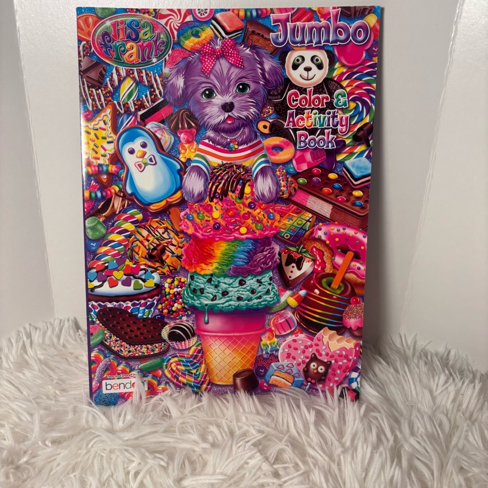 Jumbo Color & Activity Book - Lisa Frank Style Rainbow Puppy